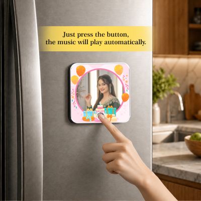 Personalized Musical Fridge Magnet for Home Decor Music Box Fridge Magnet Birthday Gift for Wife Playable Music Feature Rechargeable with On/Off Button